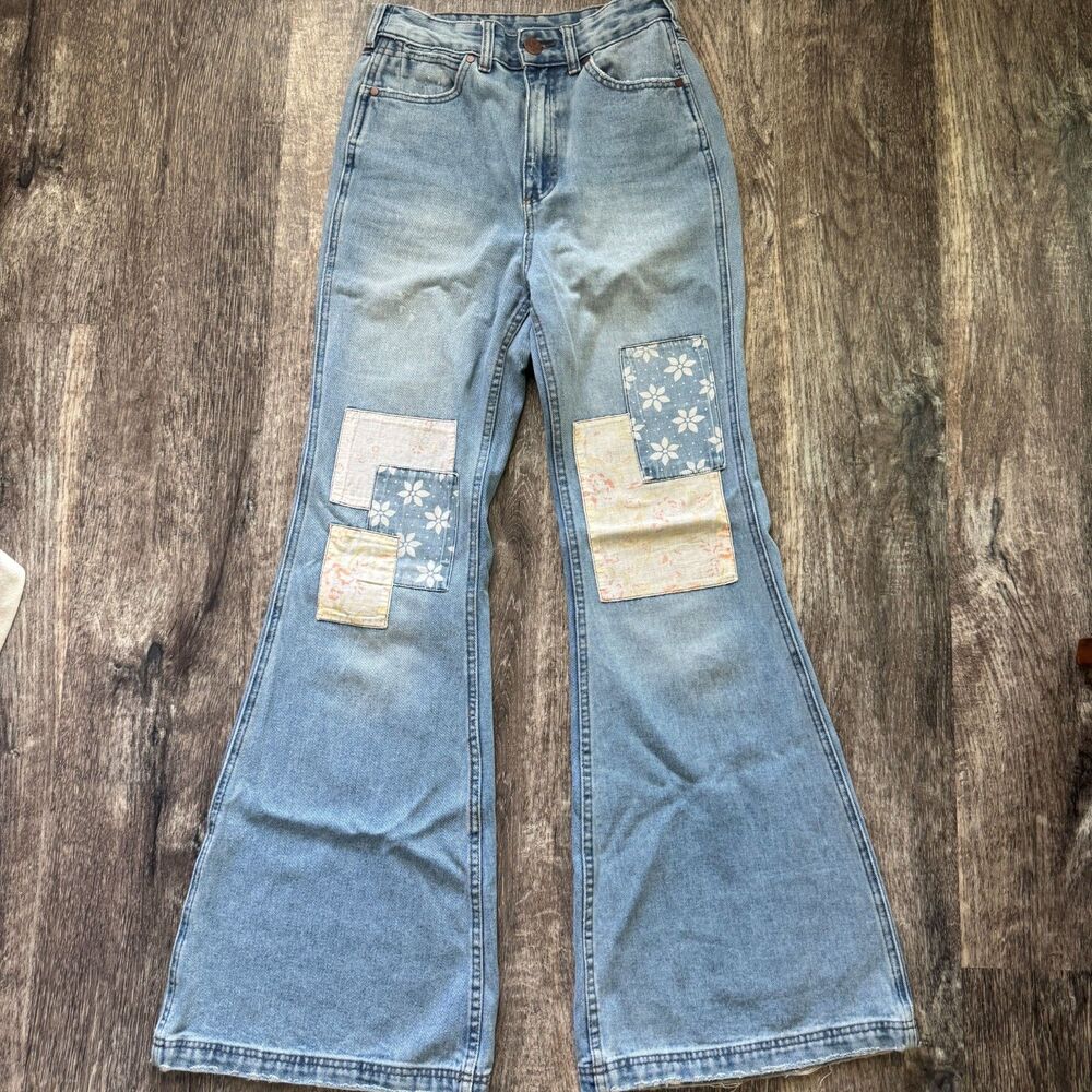 Wrangler Light Blue Patchwork Boot Cut Jeans